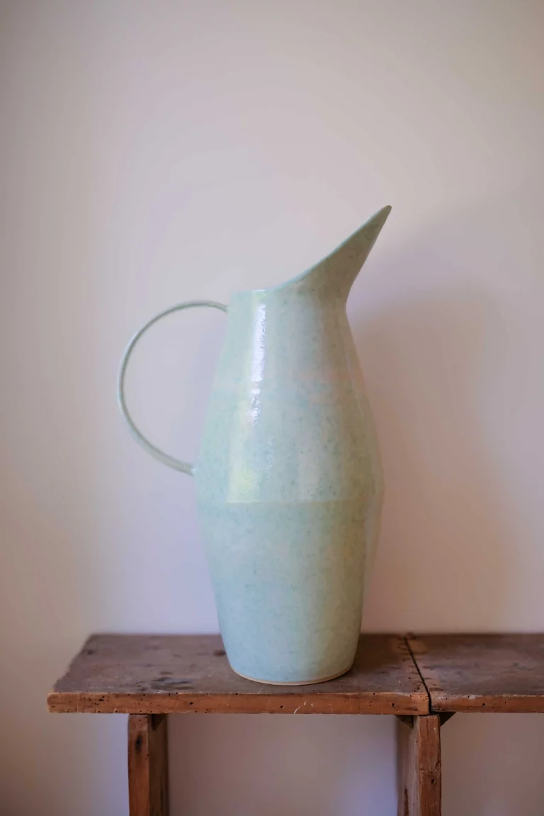 Grande cruche menthe, Poterie fait main, Studio Alchimies, Céramique